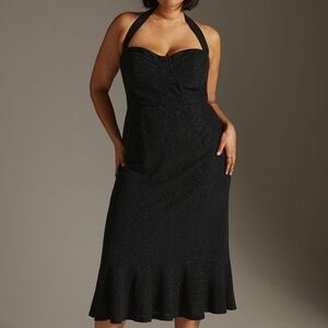 Hutch x Anthropologie Halter Corset Midi Dress in Black